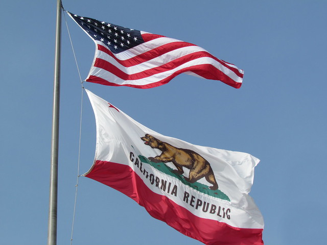Flags of America and California