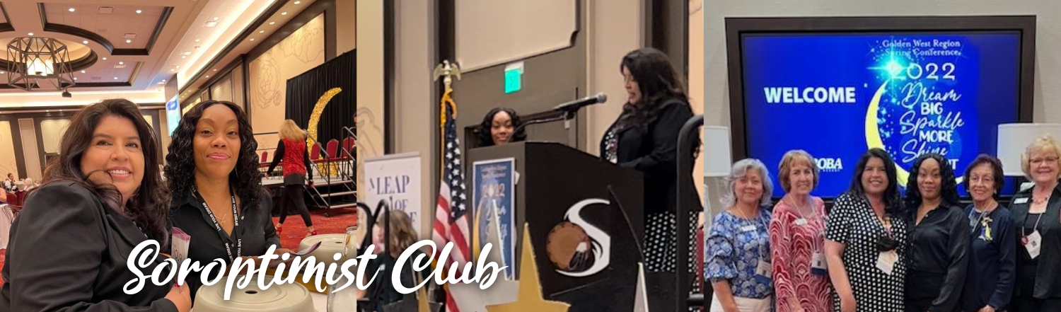 Soroptimist Club LIve Your Dream Awards - Me with the 2022 winner Candace Davis, me presenting her award at the ceremony, and with the Live Your Dream committee and Candace in a celebratory moment